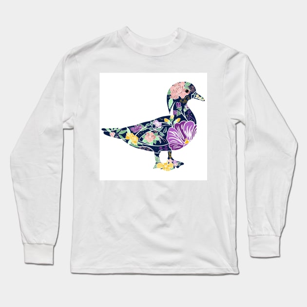 Floral Duck Long Sleeve T-Shirt by CarrieBrose